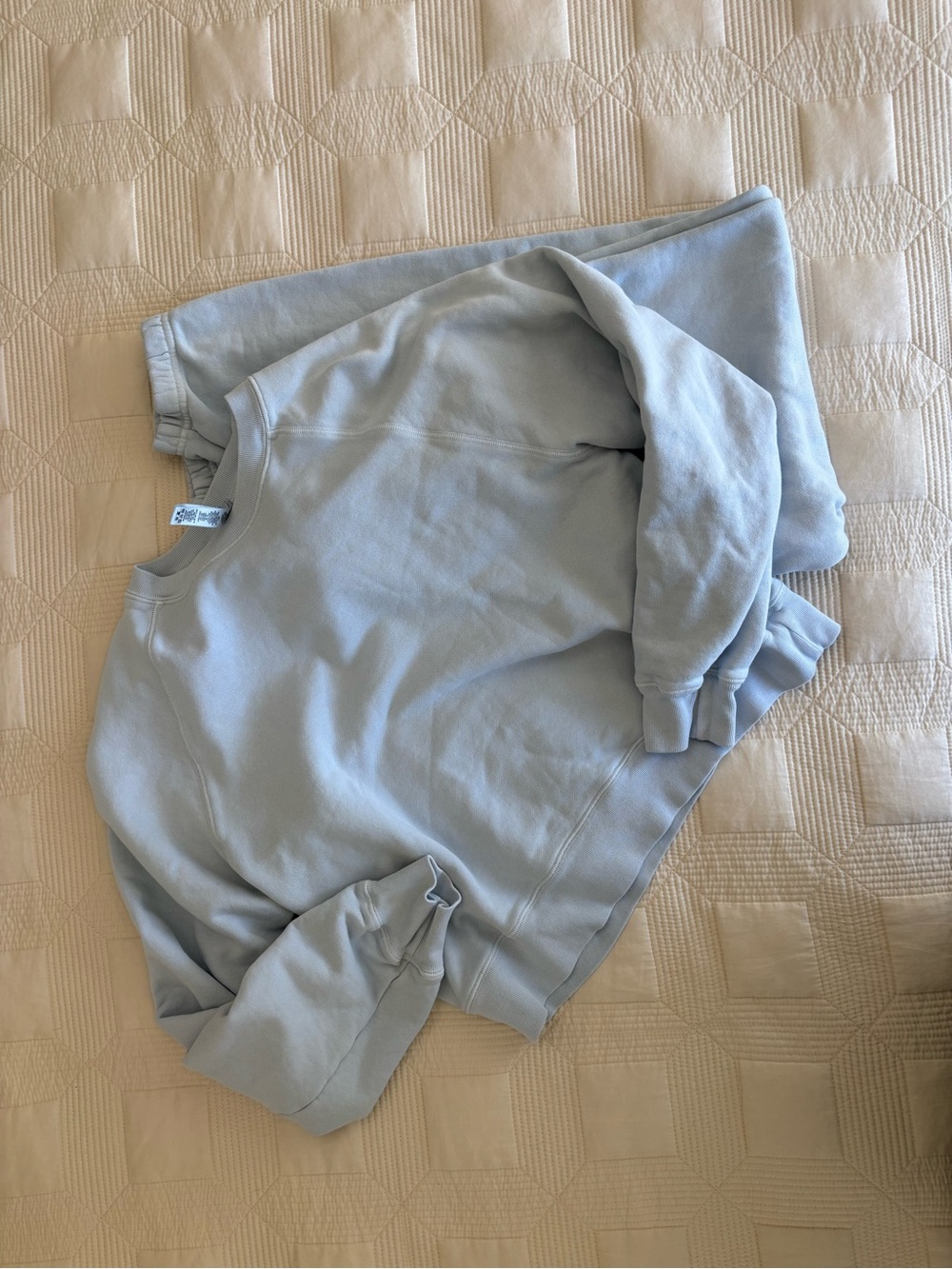 SKIMS light blue crop sweatshirt and sweatpants (both size medium)